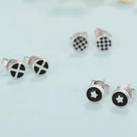 everoyal new fashion silver earrings for male jewelry trendy star black stud earrings men accessories female gift
