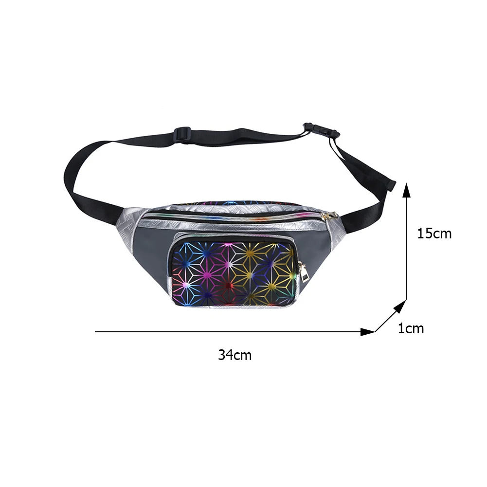 

Fashion Women Laser PU Leather Printing Shoulder Crossbody Messenger Chest Bag Casual Ladies Large Capacity Waist Packs Handbags