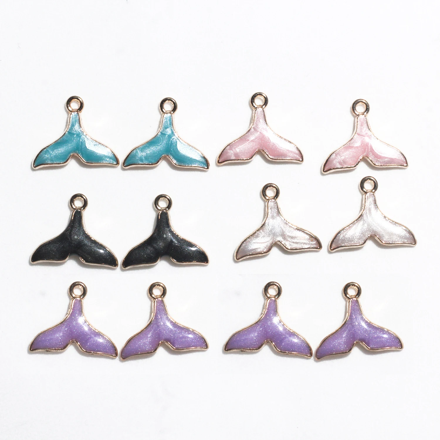 

Mixed 10pcs/lot Enamel Metal Whale Fish Tail Charms Pendants Neacklace DIY Earrings Handmade Charm Jewelry Making