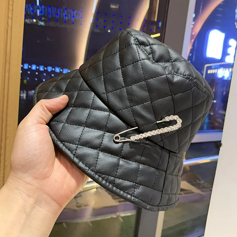 Панама с принтом в клетку для женщин теплая Повседневная шляпа из искусственной