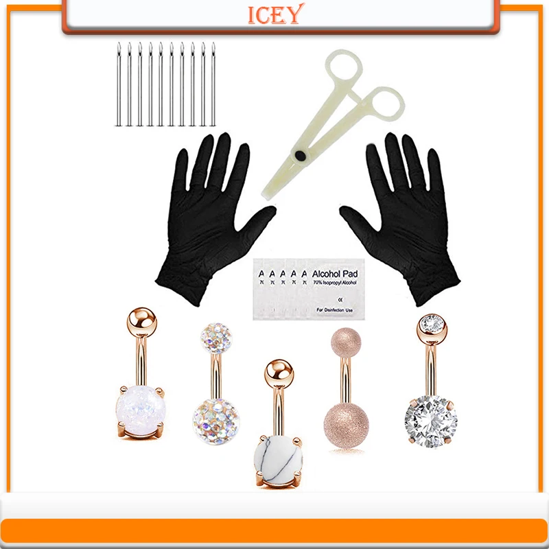 Кольцо для пупка из нержавеющей стали с опалом| |