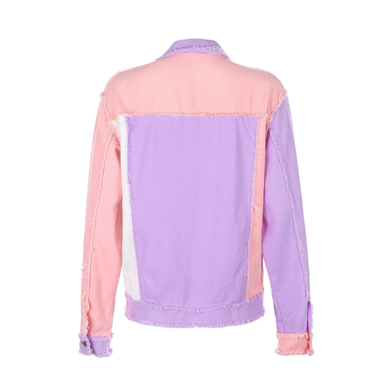 

New Autumn Women's Patchwork Denim Jacket Size Long Sleeve Vintage Boyfriend Jean Jackets 2021 Single Breasted Fashion Coat