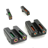 red fiber optic front and rear sights set for glock 17 19 23 24 26 9mm pistol gun slide glow in dark with focus lock night sight