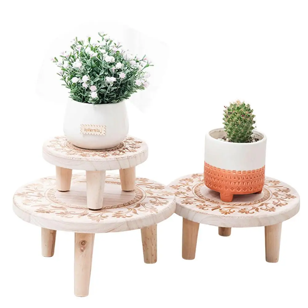 

Plant Stand Indoor Wooden Round Table Holder For Potted Plants Vases Flower Pots Modern Decoration For Home Office Garden Indoor
