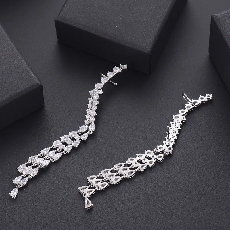

Micro-inlaid zircon earrings European and American exaggerated irregular tassel earrings female earrings cross-border AliExpress