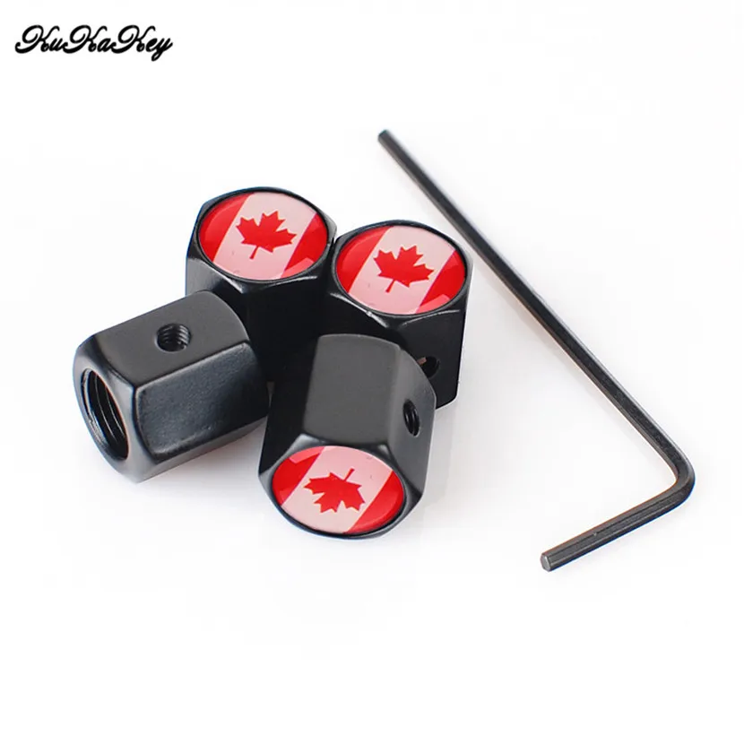 Колпачки для клапанов автомобильных шин с канадским флагом противоугонные