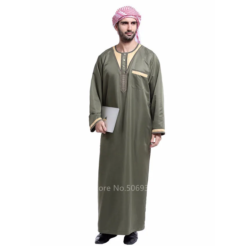 Новинка 2022 мужской мусульманский халат с длинным рукавом вышитый арабский