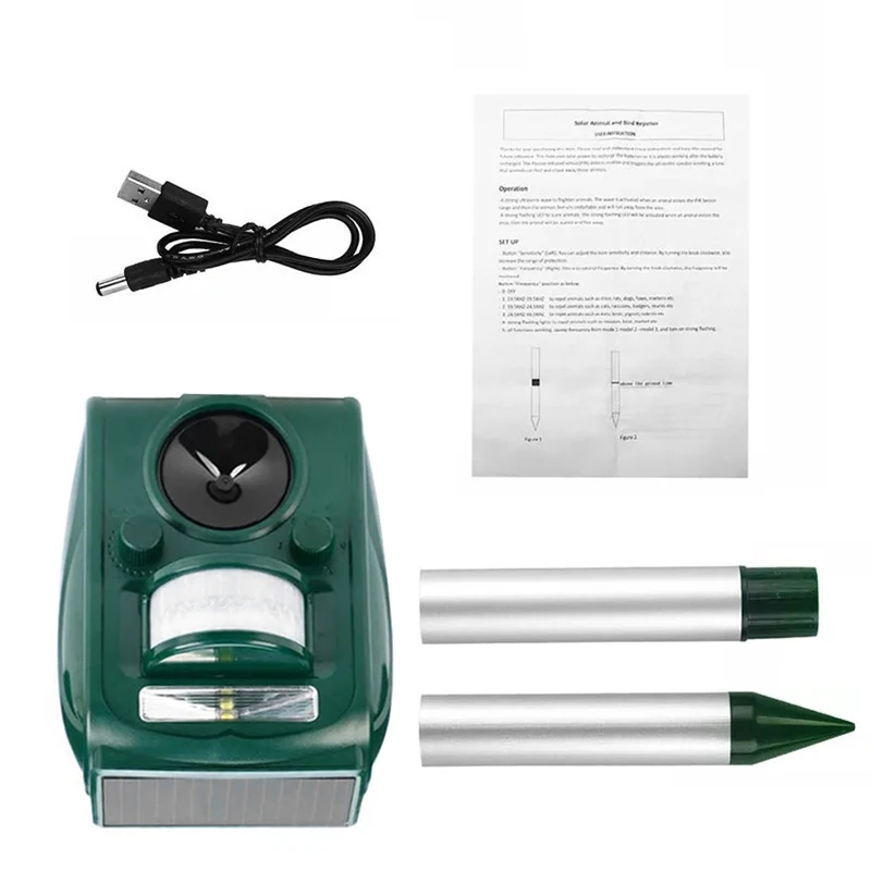 

New Repellent Solar Ultrasonic Animal Repeller PIR Sensor Outdoor Garden Pest Mouse Bird Cat Dog Bat Repellent Keep Animals Away