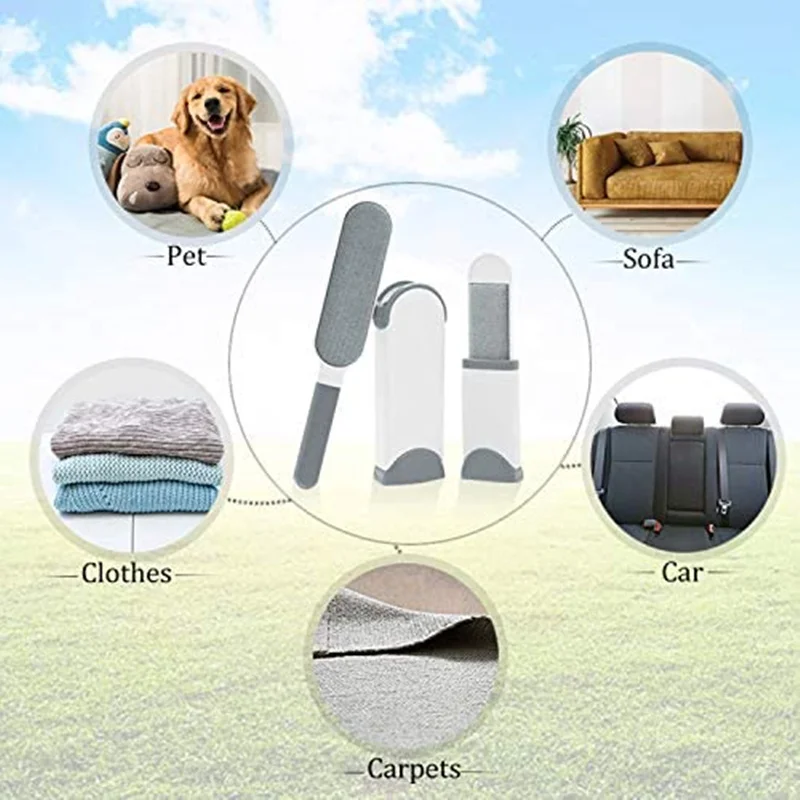

Handle cleaning brush pet hair removal brush with self-cleaning base fluff brush