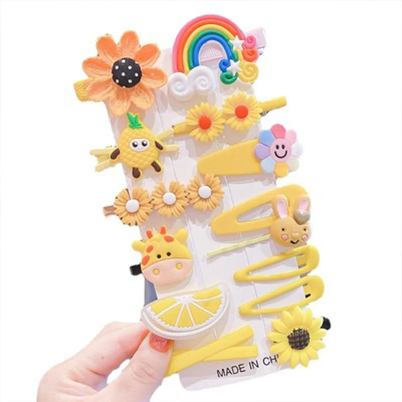 

14Pcs/Set New Girl Cute Cartoon Rainbow Animal Hairpin Children Cute Hairpin Headband Hairpin Fashion Hair Accessories