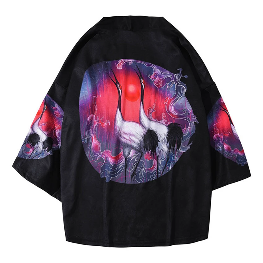 Кимоно Кардиган/haori/куртка Традиционная японская одежда кран Ukiyo e Yukata мужской