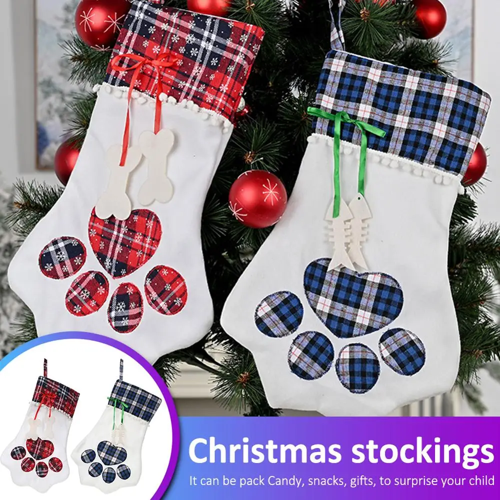 Рождественские домашние украшения рождественские носки в клетку с когтями для