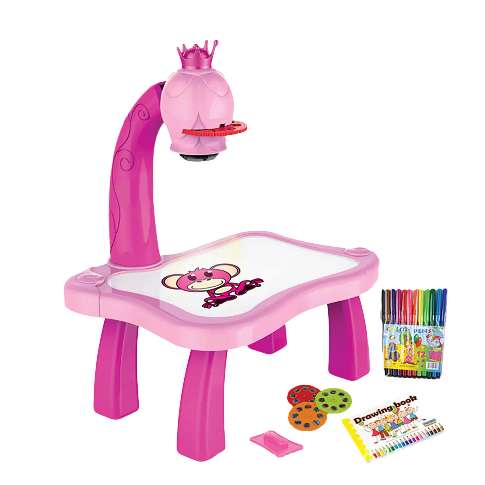 

Kids Learning Painting Table With Light Music Smart Projector Toy Children Educational Interactive Tool Drawing Table Desk Gift