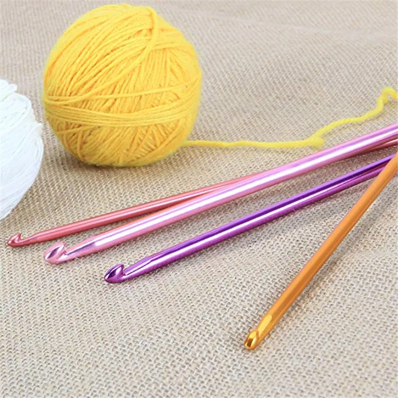 Многоцветный алюминиевый набор крючков для вязания 2 мм-8 мм 11 шт. Набор вязаных