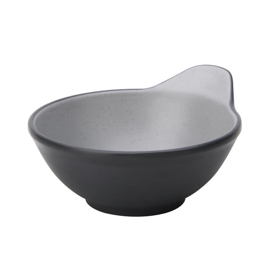 Grey Black Rock Imitation Porcelain Eating Bowl Restaurant Plastic Tableware Canteen Thickened Rice Bowl Japanese Seasoning Bowl images - 6