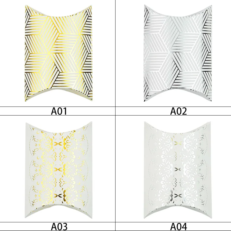 

25pcs Pillow Shape Cookie Candy Box Bag Birthday Gift Packaging Box For Home Baby Shower Wedding Party Favors Supplies Paper Box