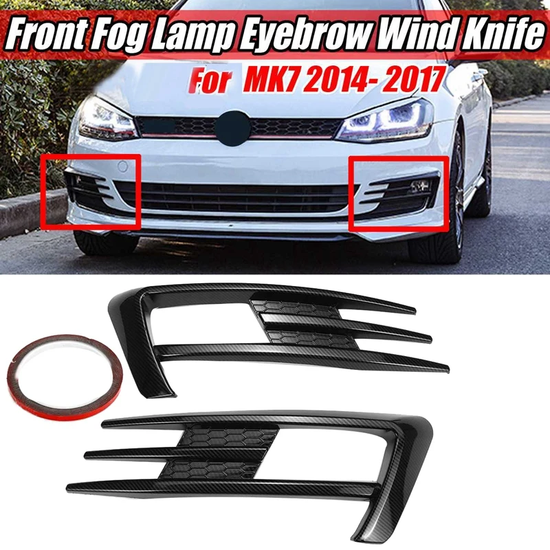 Jual Mobil Serat Karbon Kabut Depan Lampu Alis Angin Pisau Menutupi Trim Untuk Golf MK7 2014 2015 2016 2017