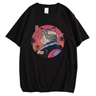 Хлопковая футболка CLOOCL с японским аниме, кошкой, Самураем, летние крутые футболки с 3D-принтом, уличная забавная футболка с коротким рукавом, мужская рубашка