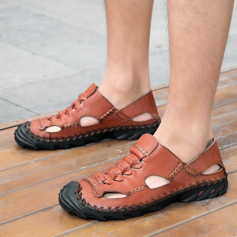 Модные летние мужские сандалии Дышащие пляжные Мужская повседневная