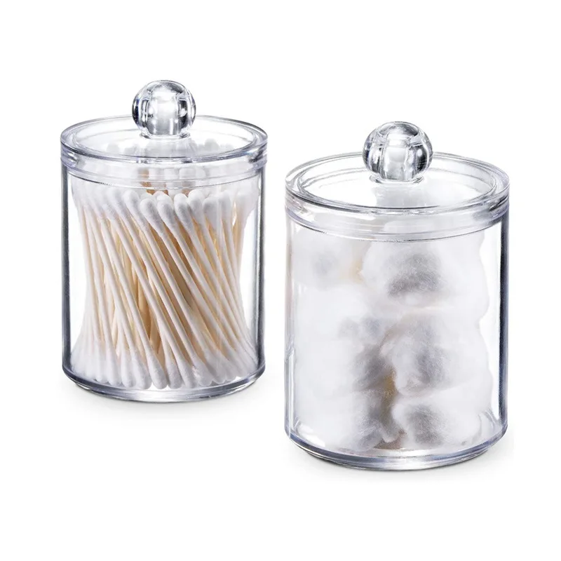 

Round Storage Box Transparent Makeup Organizer Cotton Swab Cotton Pad Cosmetics Storage Container Bathroom Accessories