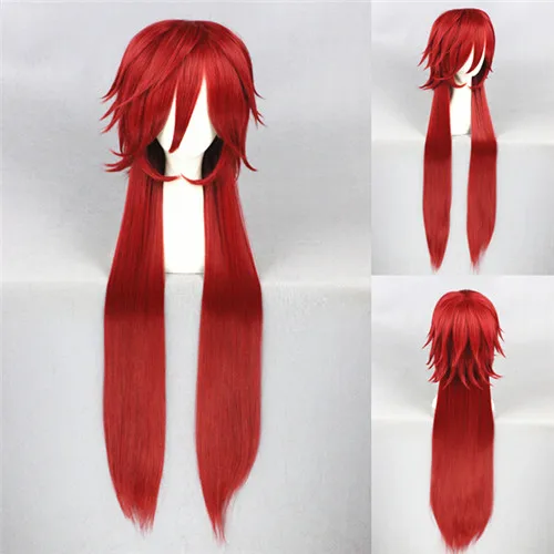 Anime Black Butler Grell Sutcliff 100cm Long Red Cosplay Wig Heat Resistent Hair Wigs | Costumes