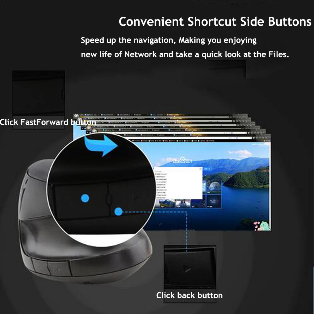 CHYI Беспроводной вертикальный Мышь эргономичный оптический 1600 Точек на дюйм