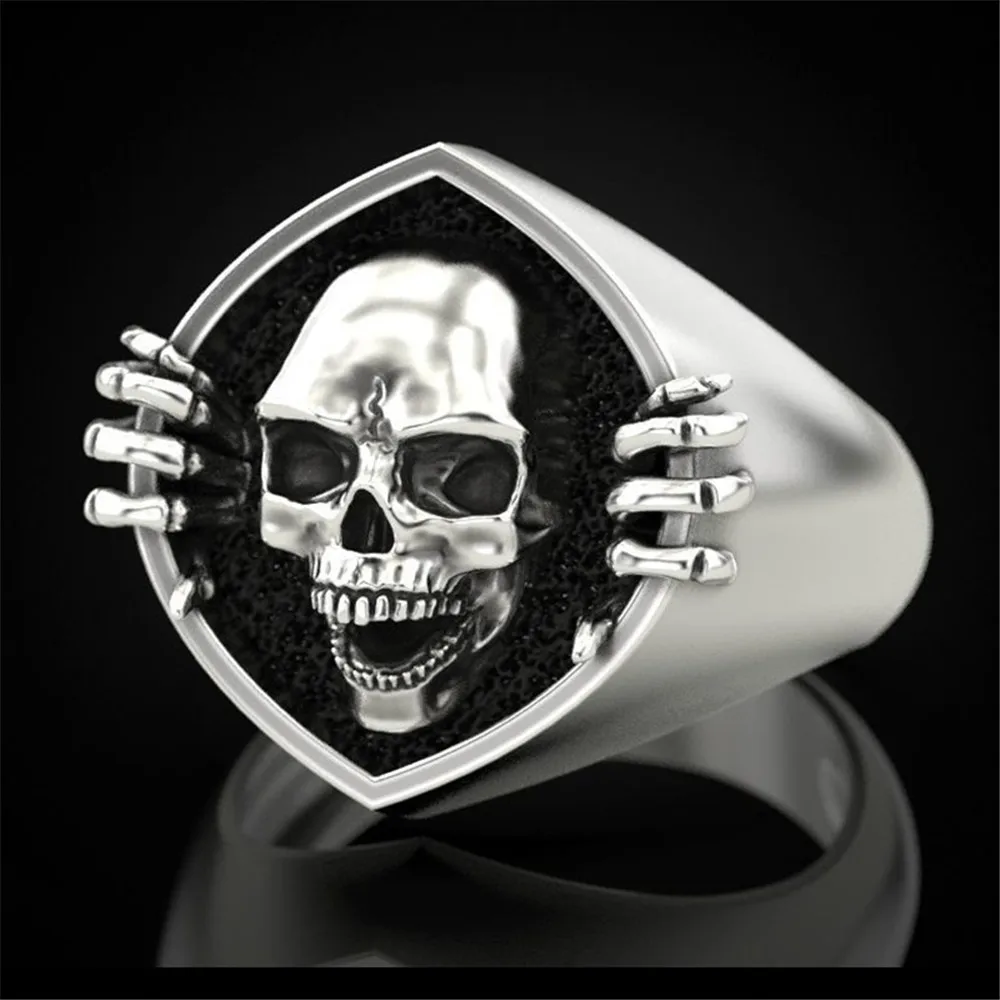 

New Creative Retro Punk Skull Men's Ring Creative Trend Domineering Popular Hip-Hop Banquet Accessories Jewelry Wholesale