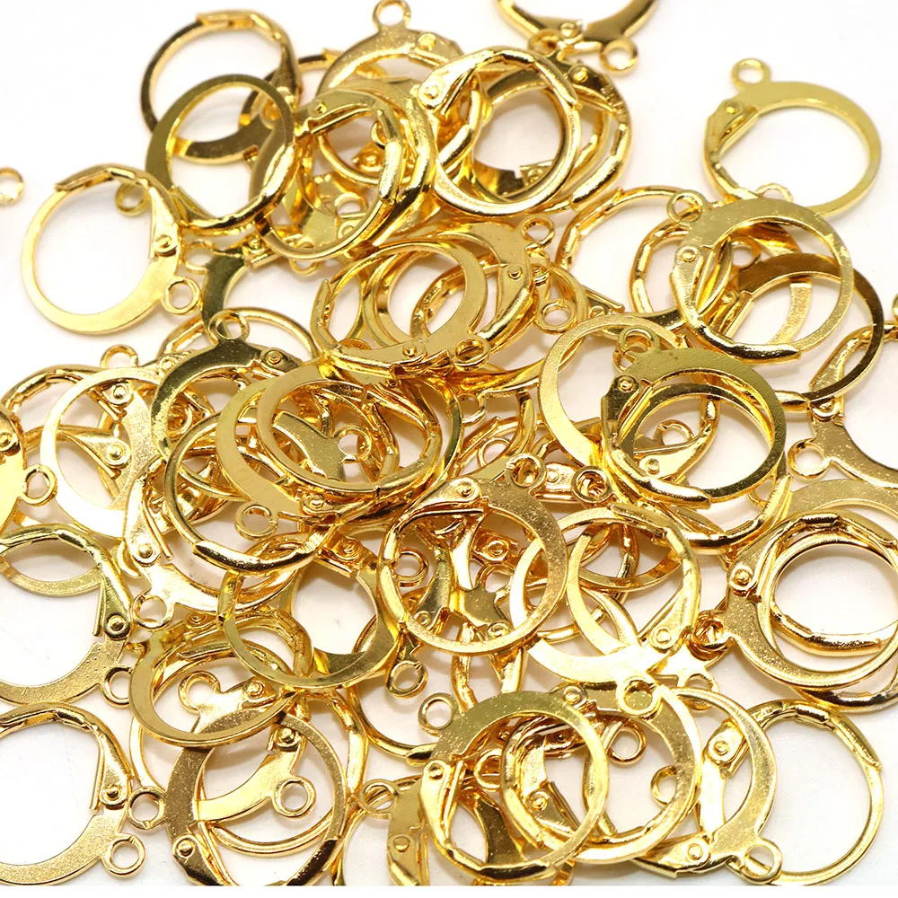 

50pcs Metal Rhodium Copper Clip On Earring Clasps Hooks Findings With Loop Clasp Round Base For Diy Earring Making Accessories