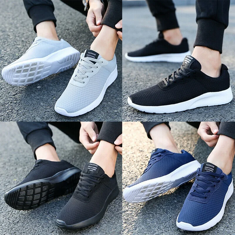 

Mens Women Sports Shoes Running Trainers Walking Lace Up Gym Sneakers Breathable