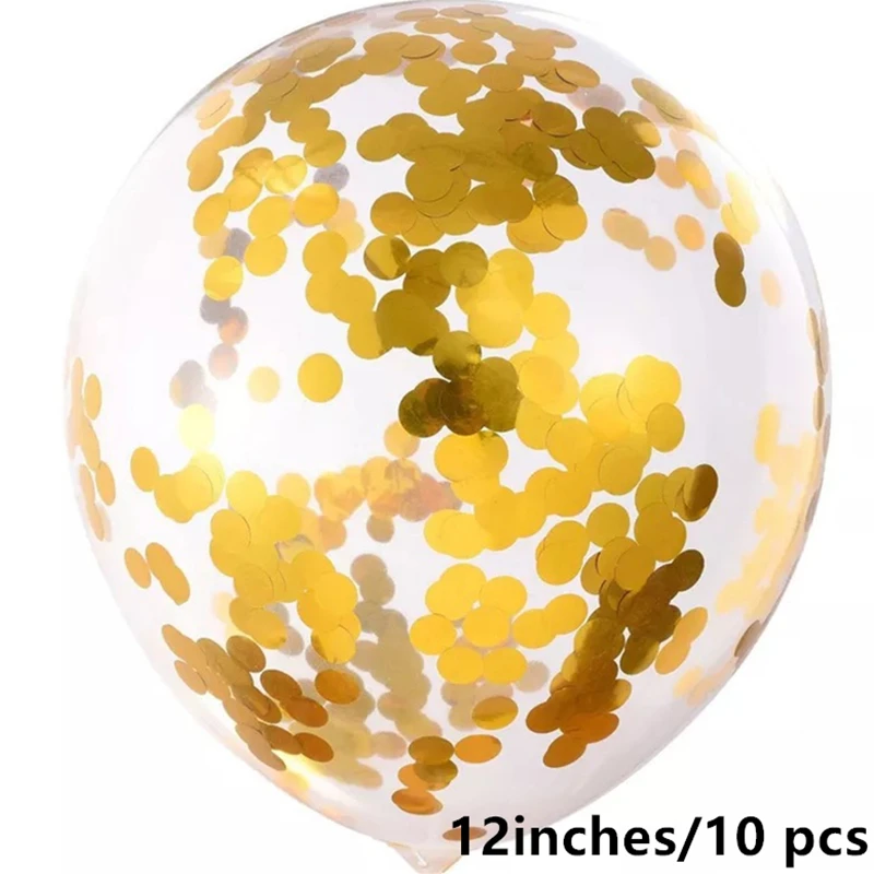 

12 дюймов/10 шт./лот блестящие конфетти латексные шары романтические свадебные украшения золотые прозрачные украшения для дня рождения для детей