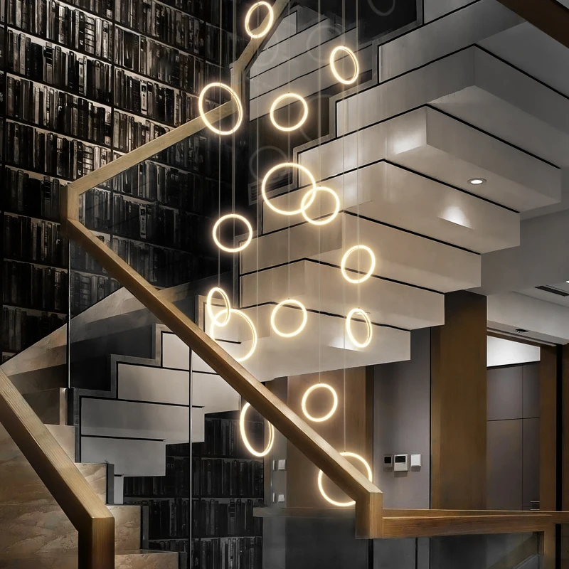 Lámpara LED acrílica moderna para techo, lámparas para escaleras en espiral, iluminación para sala de estar, decoración para comedor, luces colgantes para salón