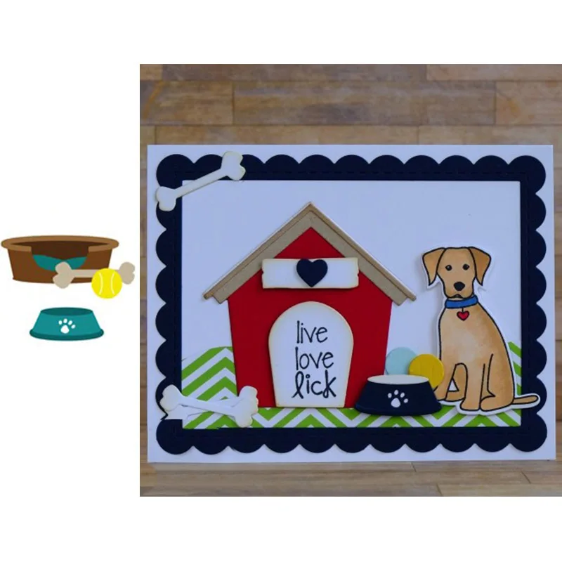 

Pet Dog's Tableware Set Shape Metal Cutting Dies Stencil For Scrapbooking Album Embossing DIY Handcrafts Templates Model Tools
