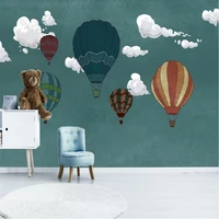 custom 3d wallpaper mural modern abstract sky white cloud cartoon hot air balloon childrens room background wall