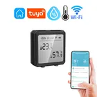 Датчик температуры и влажности Tuya с Wi-Fi и ЖК-дисплеем, комнатный гигрометр, термометр с поддержкой Alexa Google