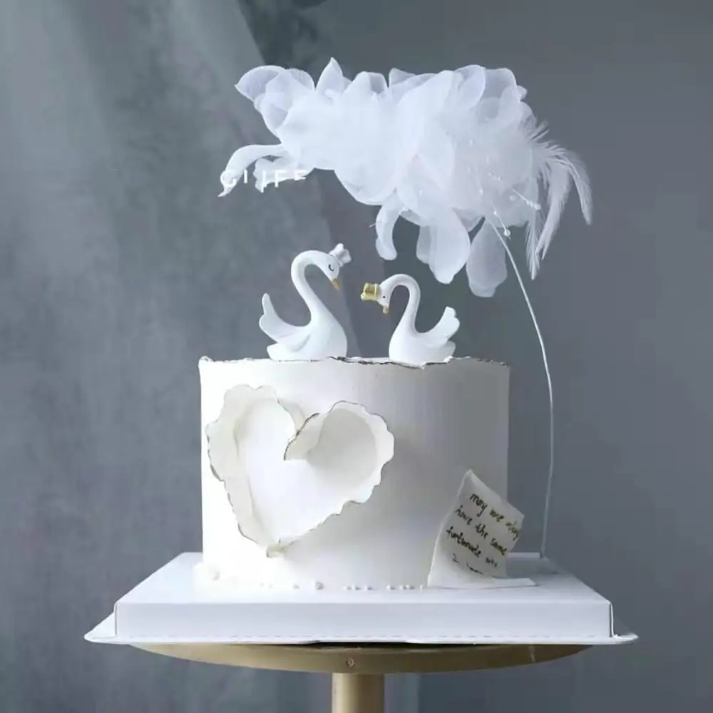 1 шт. сетчатые топики для свадебных тортов Cakelove с белым и розовым лебедем