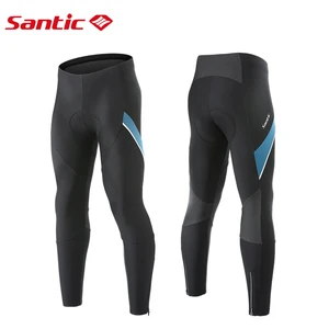 Мужские велосипедные длинные штаны Santic, Зимние флисовые теплые дышащие штаны для езды на велосипеде, светоотражающие Спортивные Леггинсы, велосипедные лосины