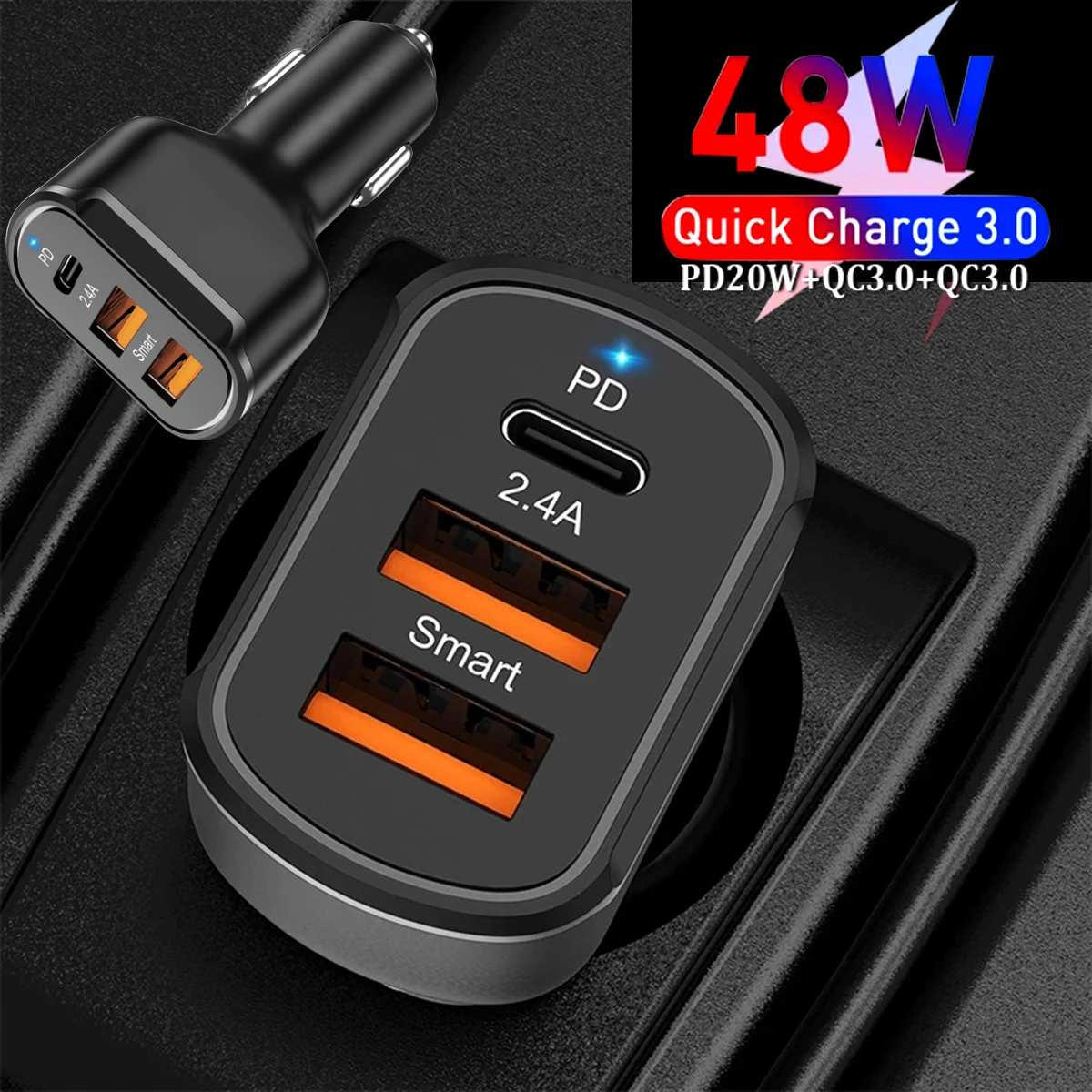 Автомобильное зарядное устройство PPS PD QC 3 USB металлическое быстрое для iPhone 12 Xiaomi