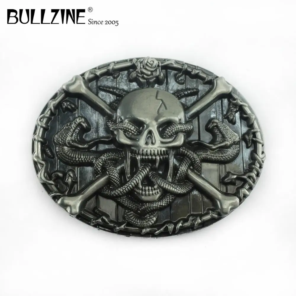Bullzine цинковый сплав череп с Змея Пряжка на ремешке магическое Оловянное ожерелье