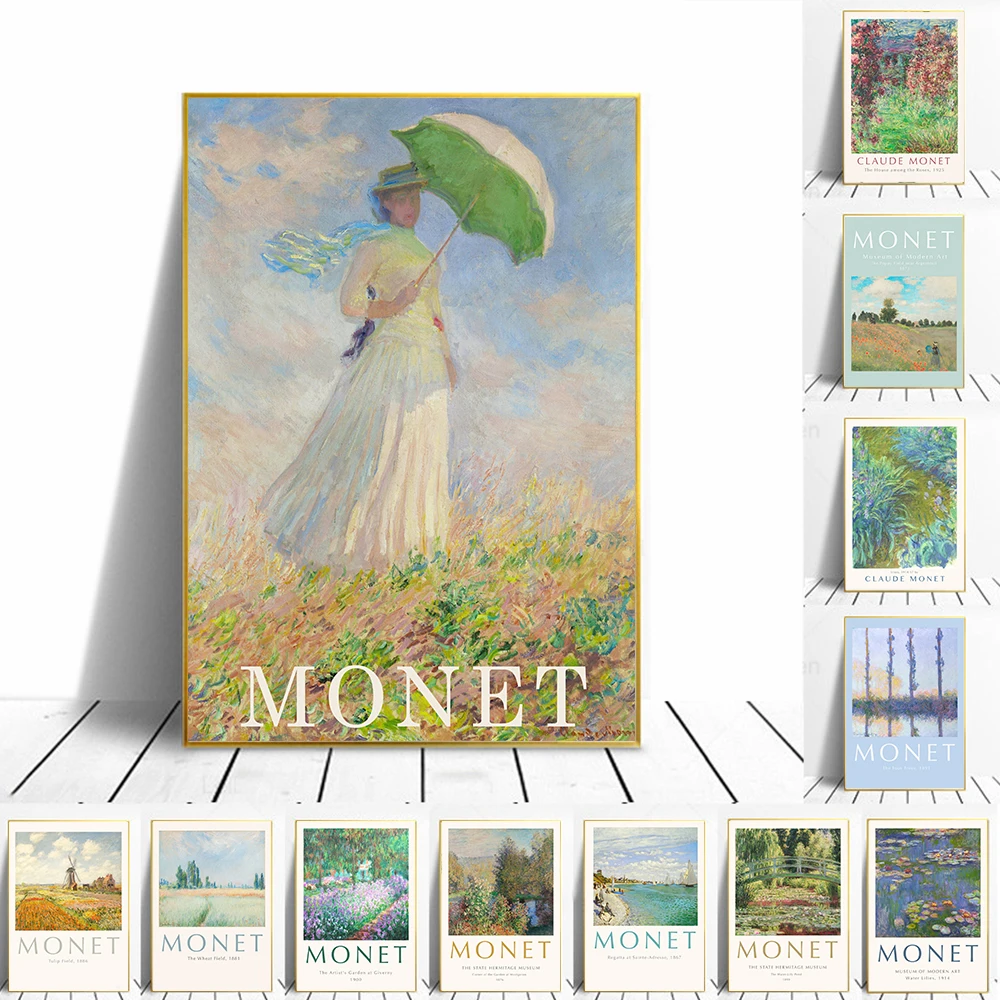

Monet Exhibition Poster Claude Monet The Tulip Field Garden at Vétheuil Landscape Museum Wall Art Picture Living Room Home Decor