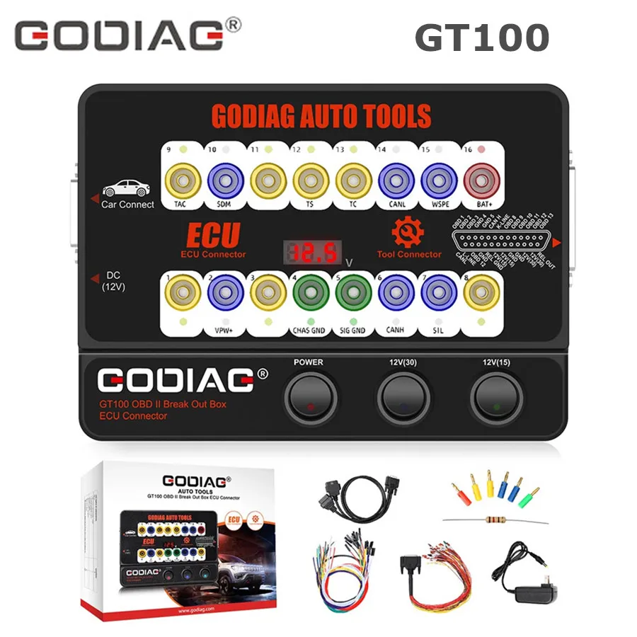 GODIAG GT100 автомобильный инструмент OBDII разрывная коробка мощный разъем ECU