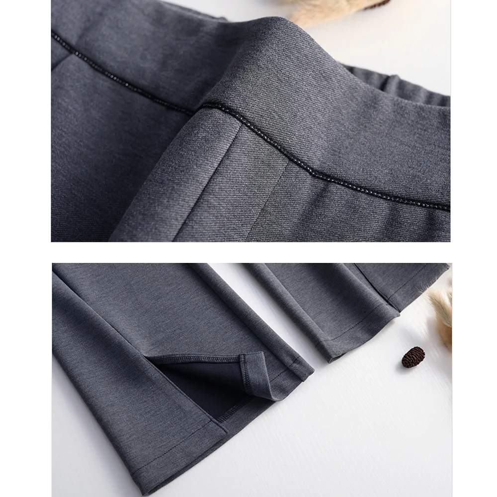 

Casual Women's Pants Split High Waist Enlargement Ladies'trousers Stylish Black Office Khaki Suit Ankle-length Pants