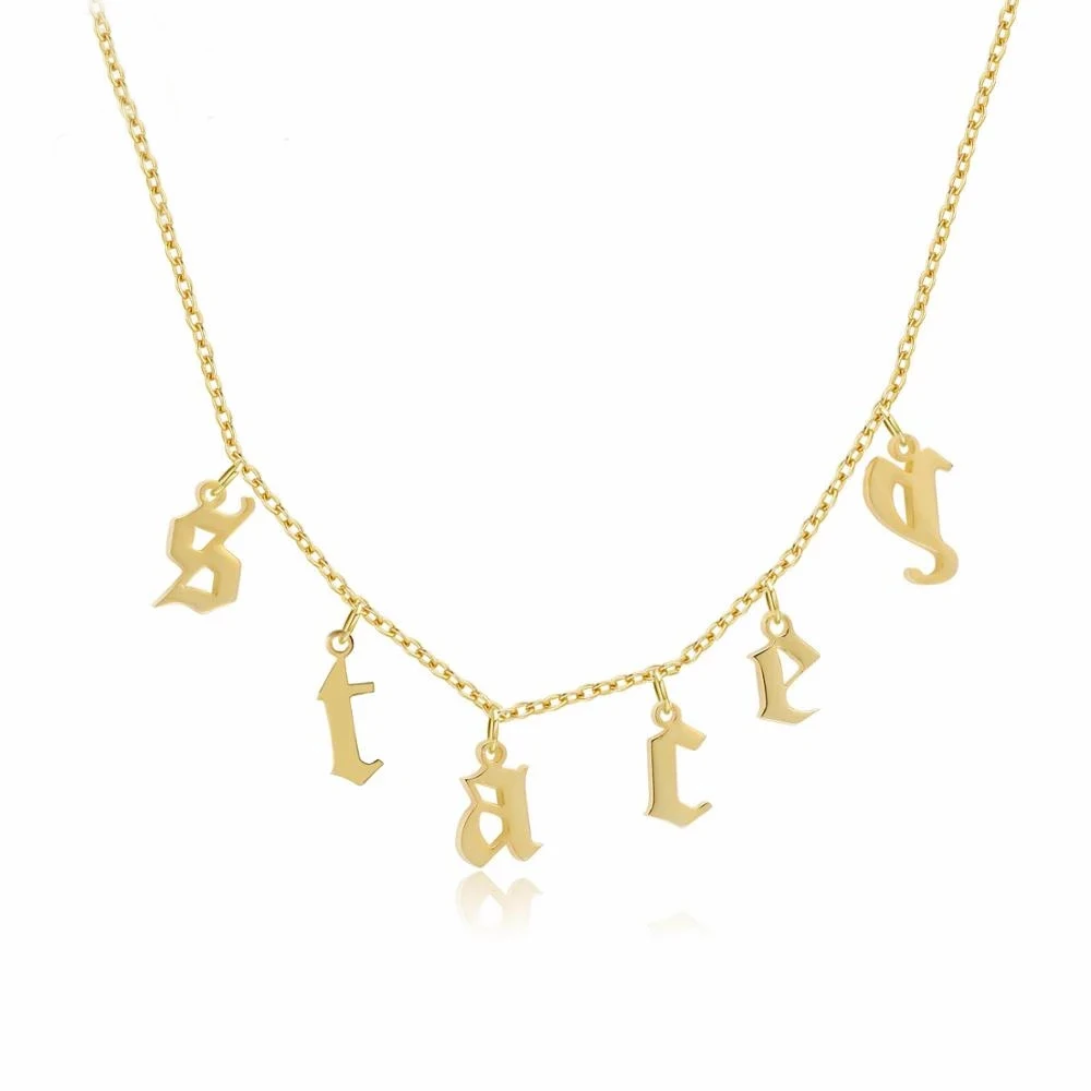 

Old English Chokers Necklace 6 Letters Pendant Necklaces Jewellry for Men and Women YP8738 Drop Shipping