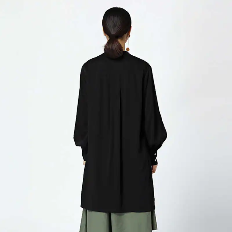 Женская блузка на пуговицах с длинным рукавом и отложным воротником | одежда