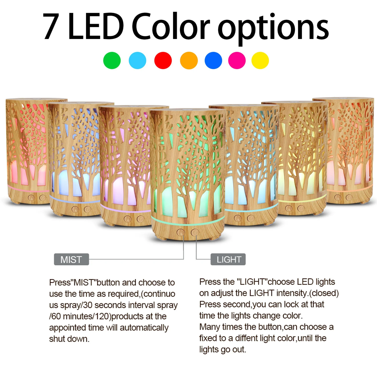 

Nmt 076 air humidifier, essential oil diffuser and aroma, cold fog, night light with seven colours led, home and bedroom