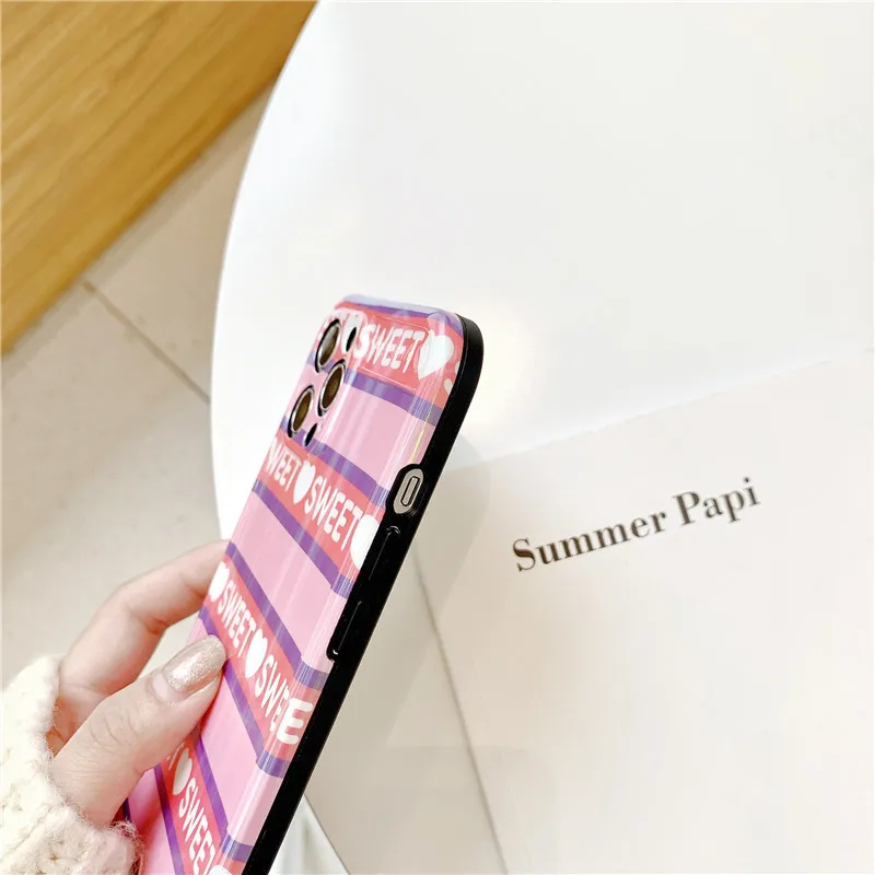 

Laser Love Heart Phone Case For iPhone 12 11 Pro Max X XR XS 7 8 Plus SE 2020 Fashion Glossy letter Soft Shockproof Shell
