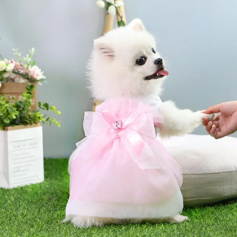 

Pet Dog Princess Bow Lace Tutu Skirt Dress Spring Summer Princess Dress Classics Romantic Pet Wedding Dress Supplies