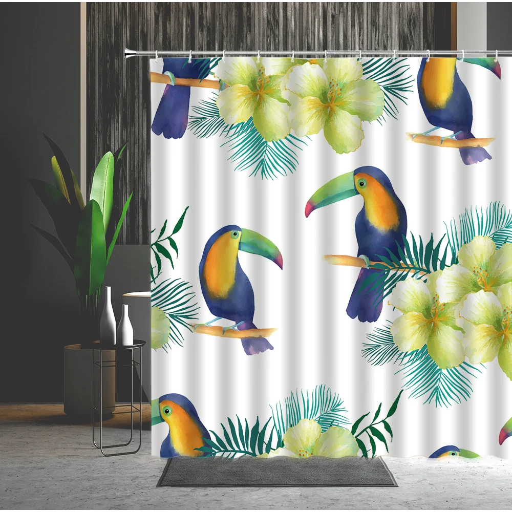 

Africa Spring Scenery Tropical Plants Waterproof Shower Curtain Full Of Life Monstera Palm Leaf Decorate Bathtub Home Decor