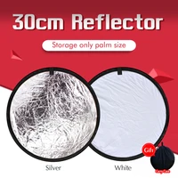 2 in 1 30cm12 inch reflector collapsible photography light round portable white siliver for studio multi photo disc diffuers