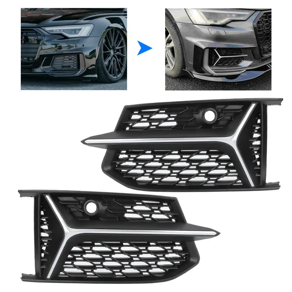 Глянцевая черная сетка в виде сот RS6 решетки для противотуманных фар Audi A6 S-Line C8 S6