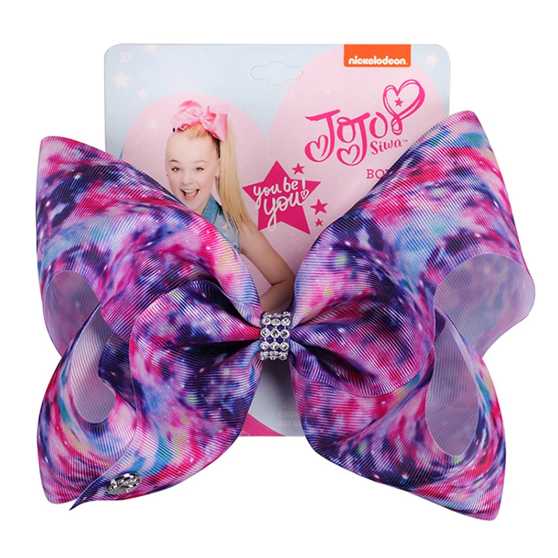 

1piece Jojo Siwa bows Accessory 8 Inch Large Christmas Hair Bow Handmad Ribbon print heart Bowknot Bow With Alligator Clip